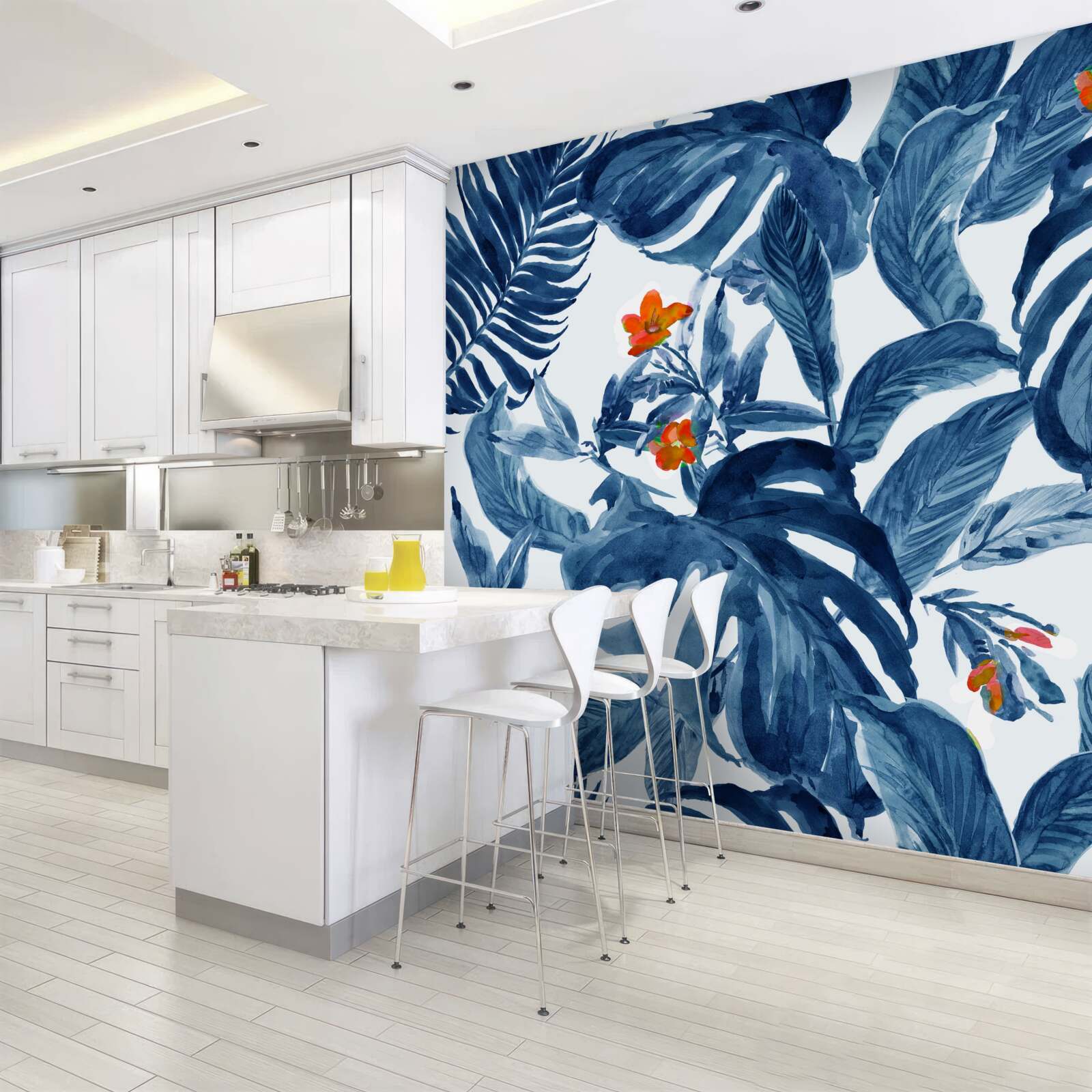 Fototapeta broskyňová ľalia a modrá papraď