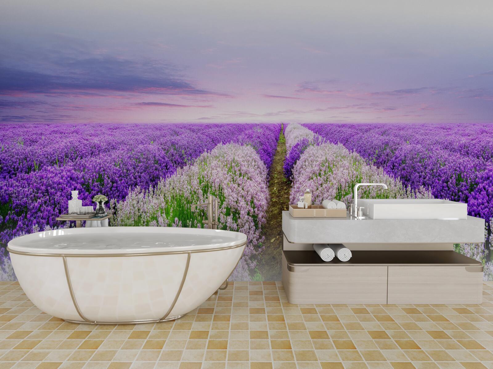 Fototapeta pole s voňavou levanduľou na lúkach