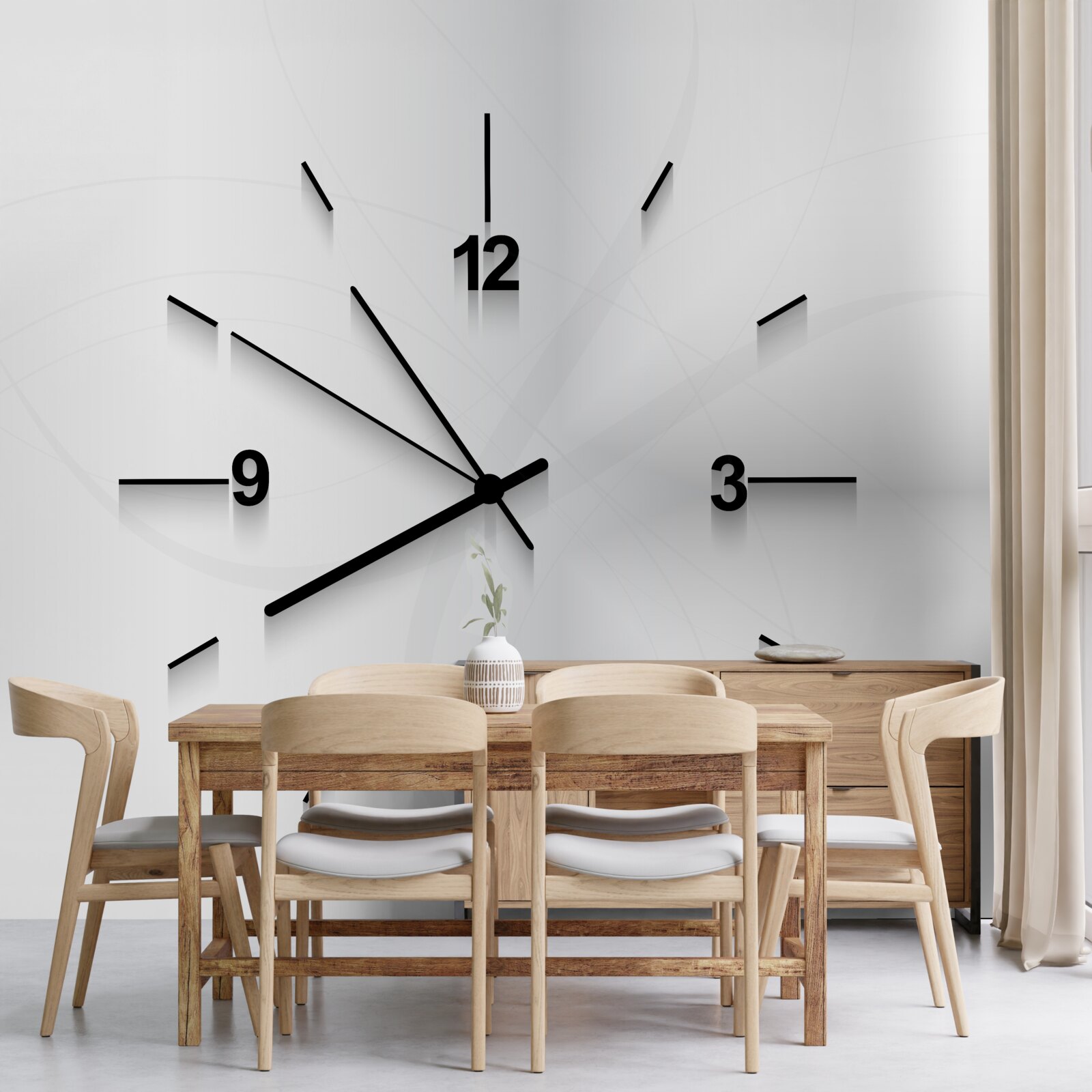 Fototapeta Na stene visia strieborné hodiny so štyrmi číslicami