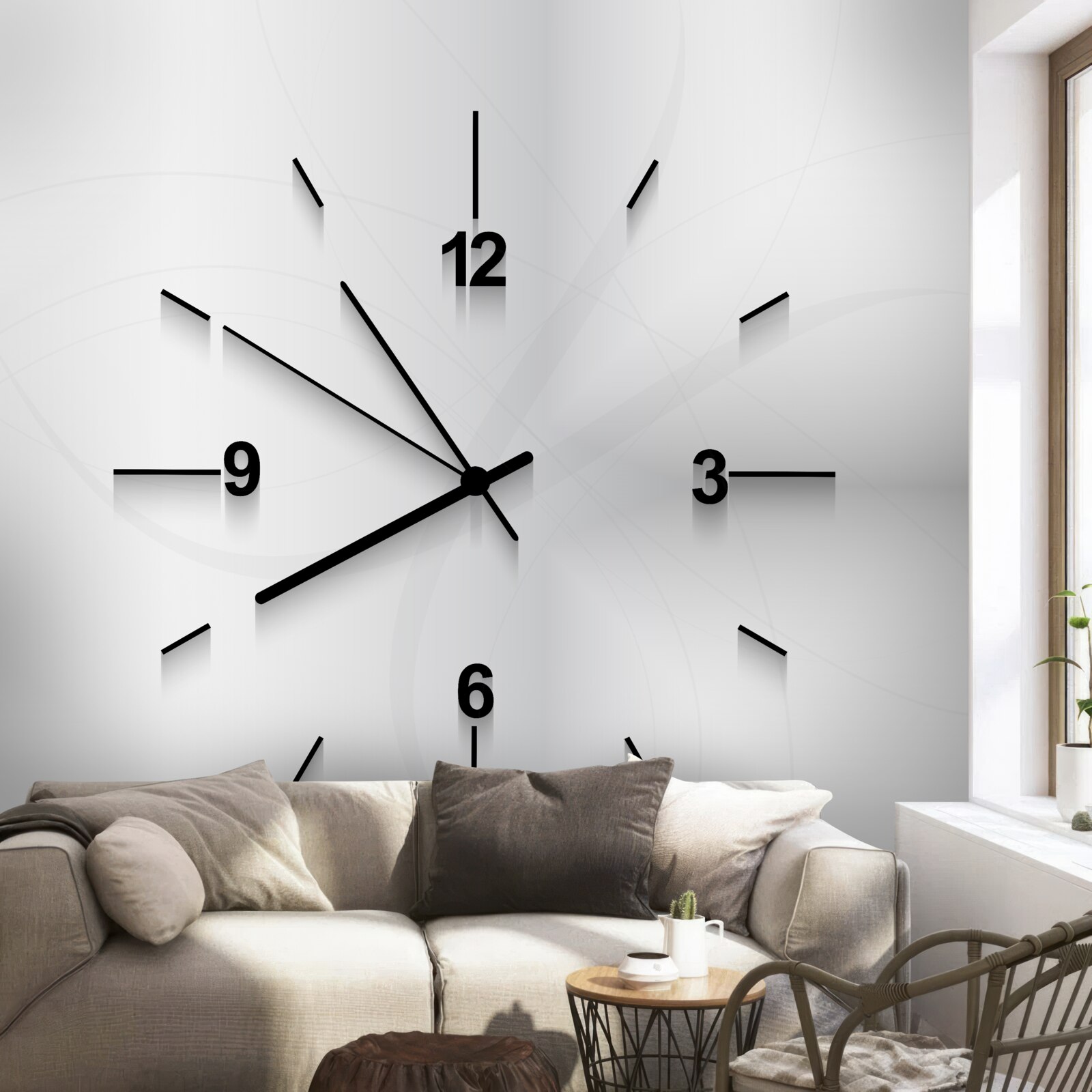 Fototapeta Na stene visia strieborné hodiny so štyrmi číslicami