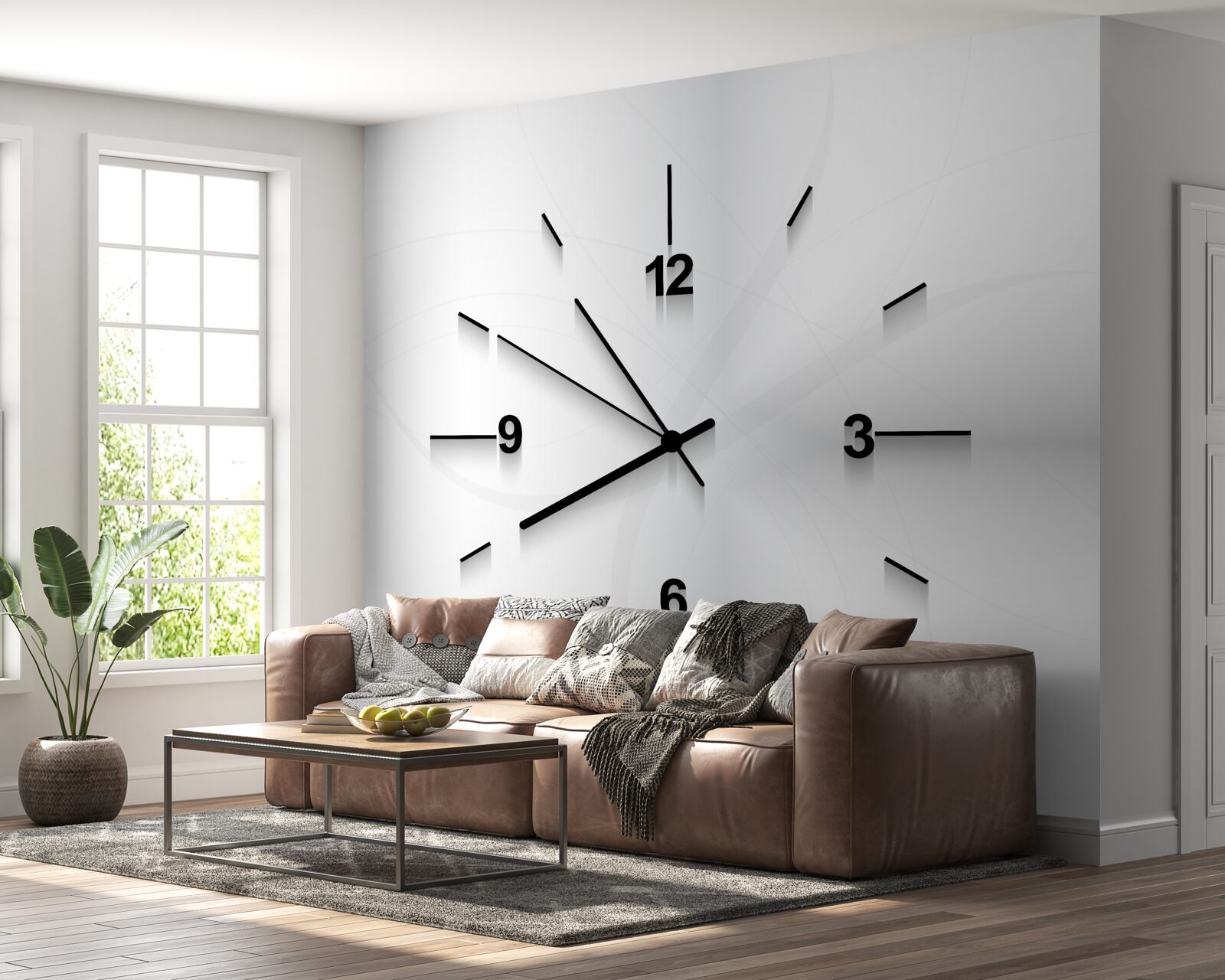 Fototapeta Na stene visia strieborné hodiny so štyrmi číslicami