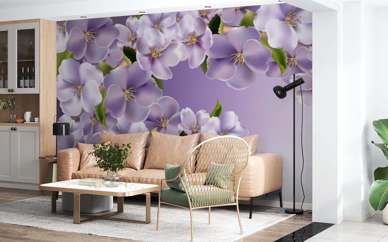 Fototapeta jemné odtiene orgovánu v jemnom kvete orchidey