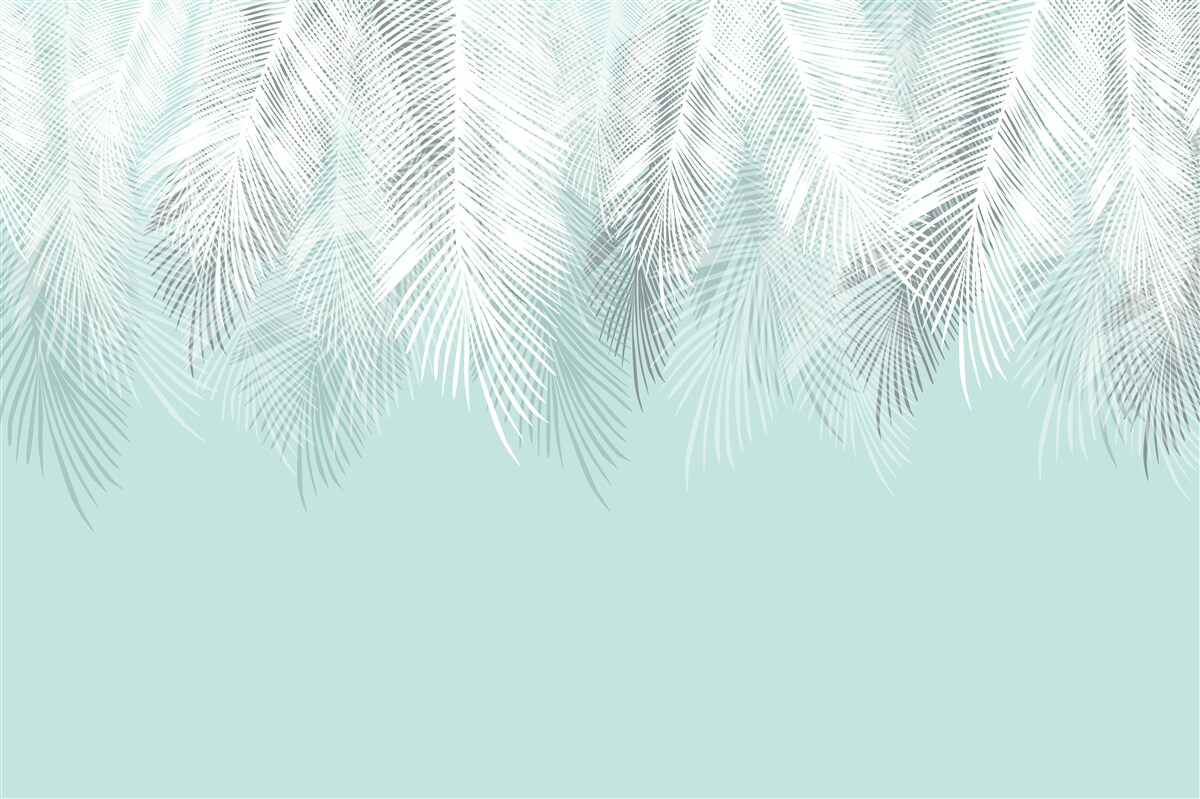 Fototapeta palmové listy sú biele na tyrkysovom podklade