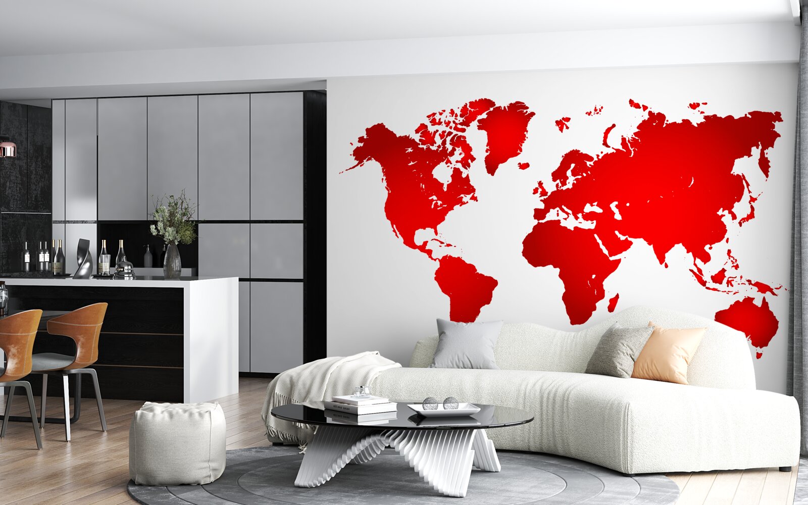 Fototapeta mapa sveta v červených farbách