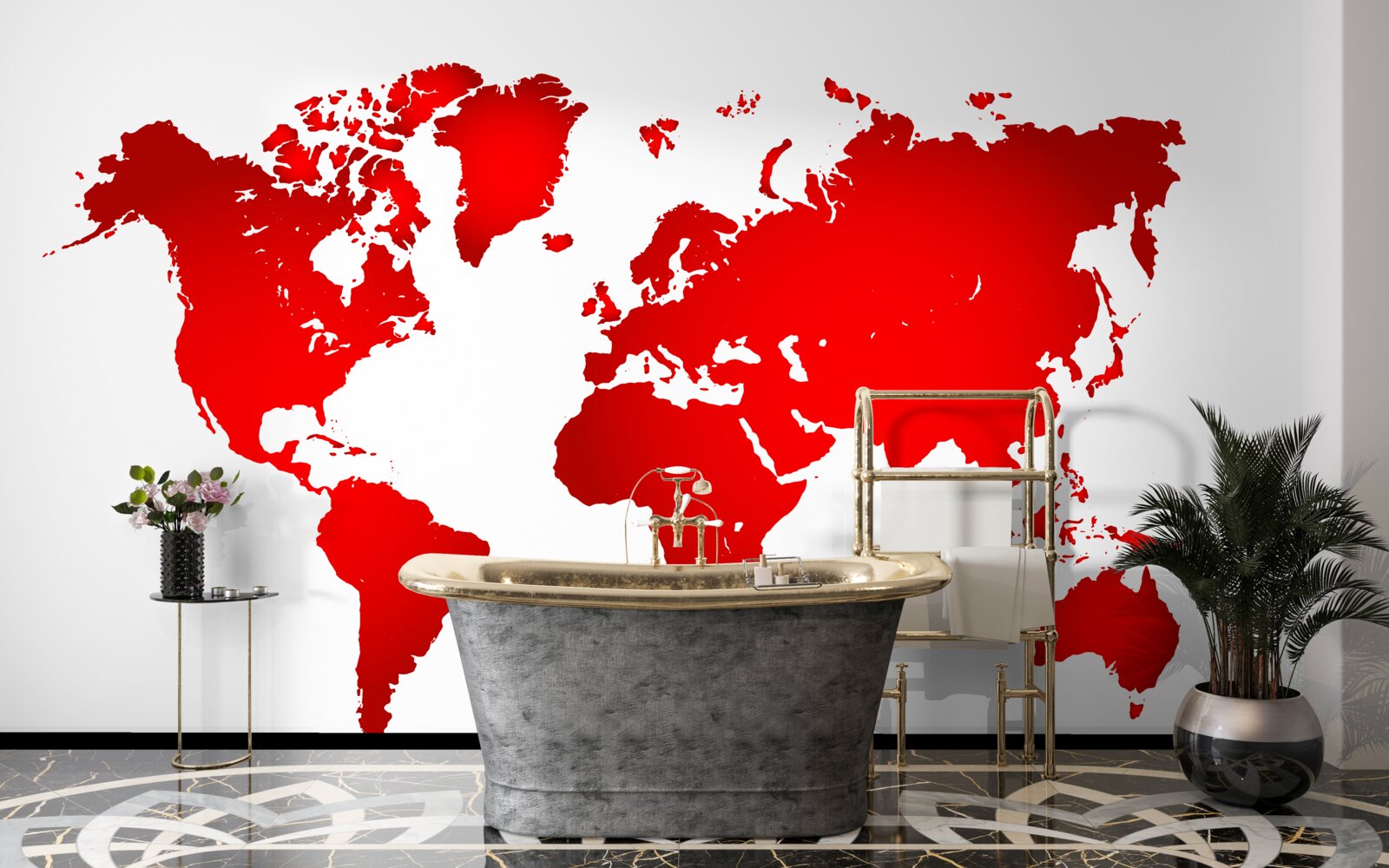 Fototapeta mapa sveta v červených farbách