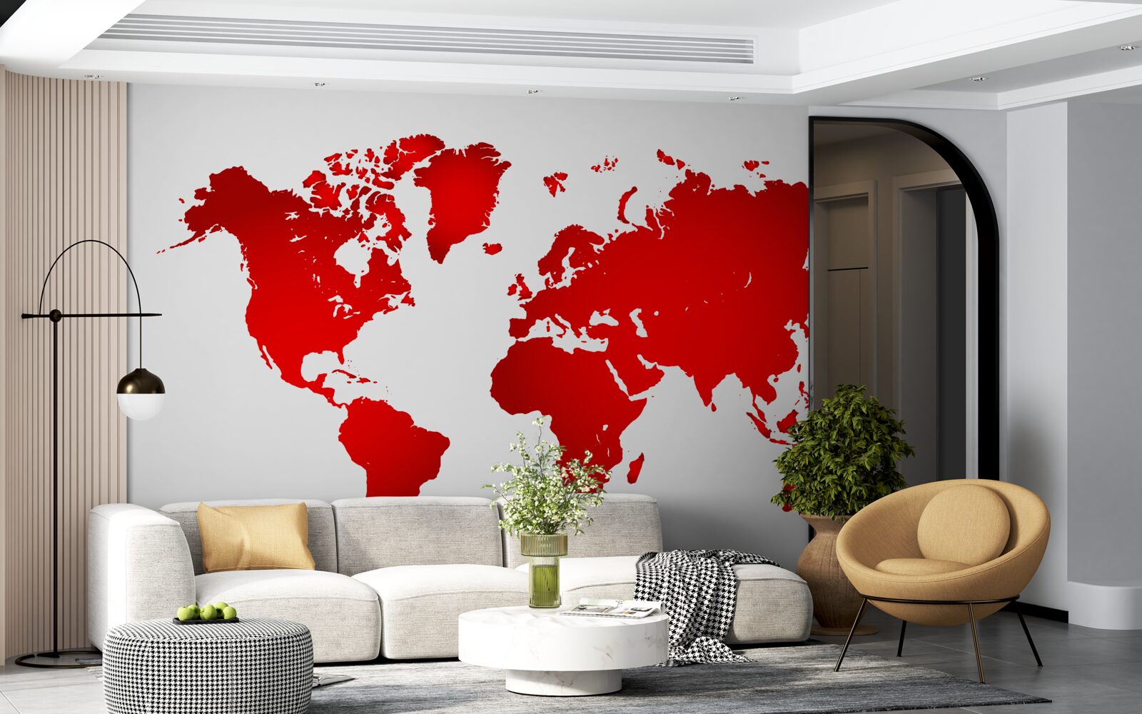 Fototapeta mapa sveta v červených farbách