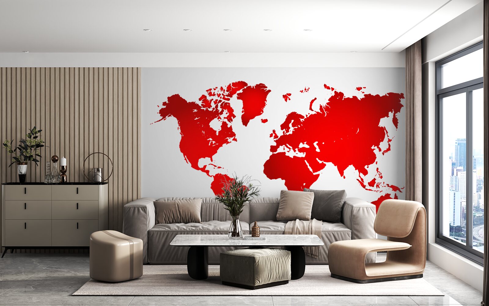 Fototapeta mapa sveta v červených farbách