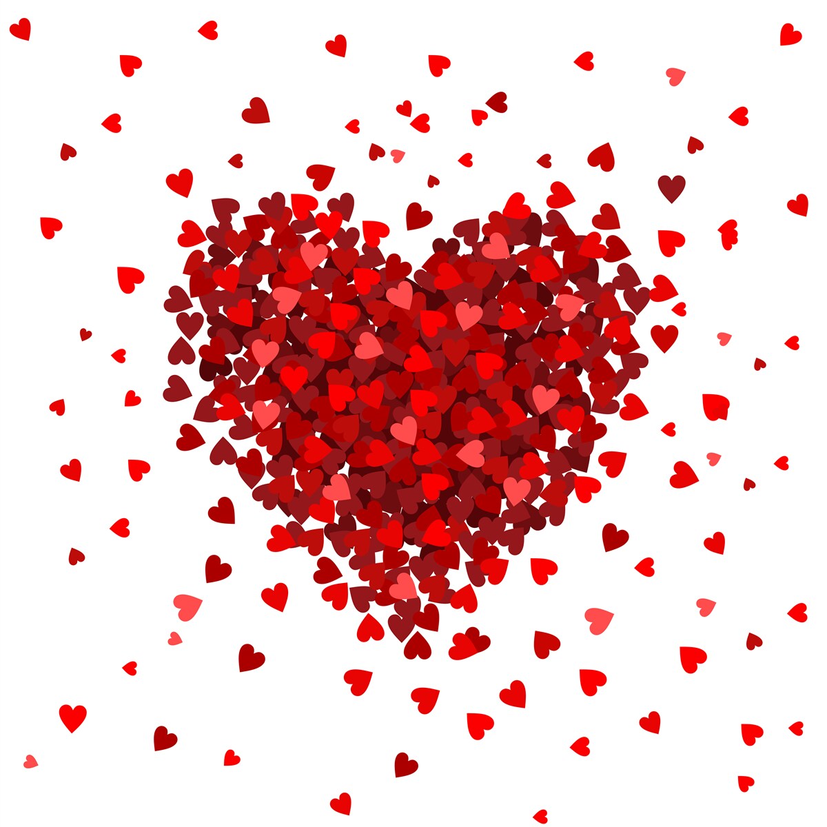 Fototapeta srdce vyrobené z červených srdiečok