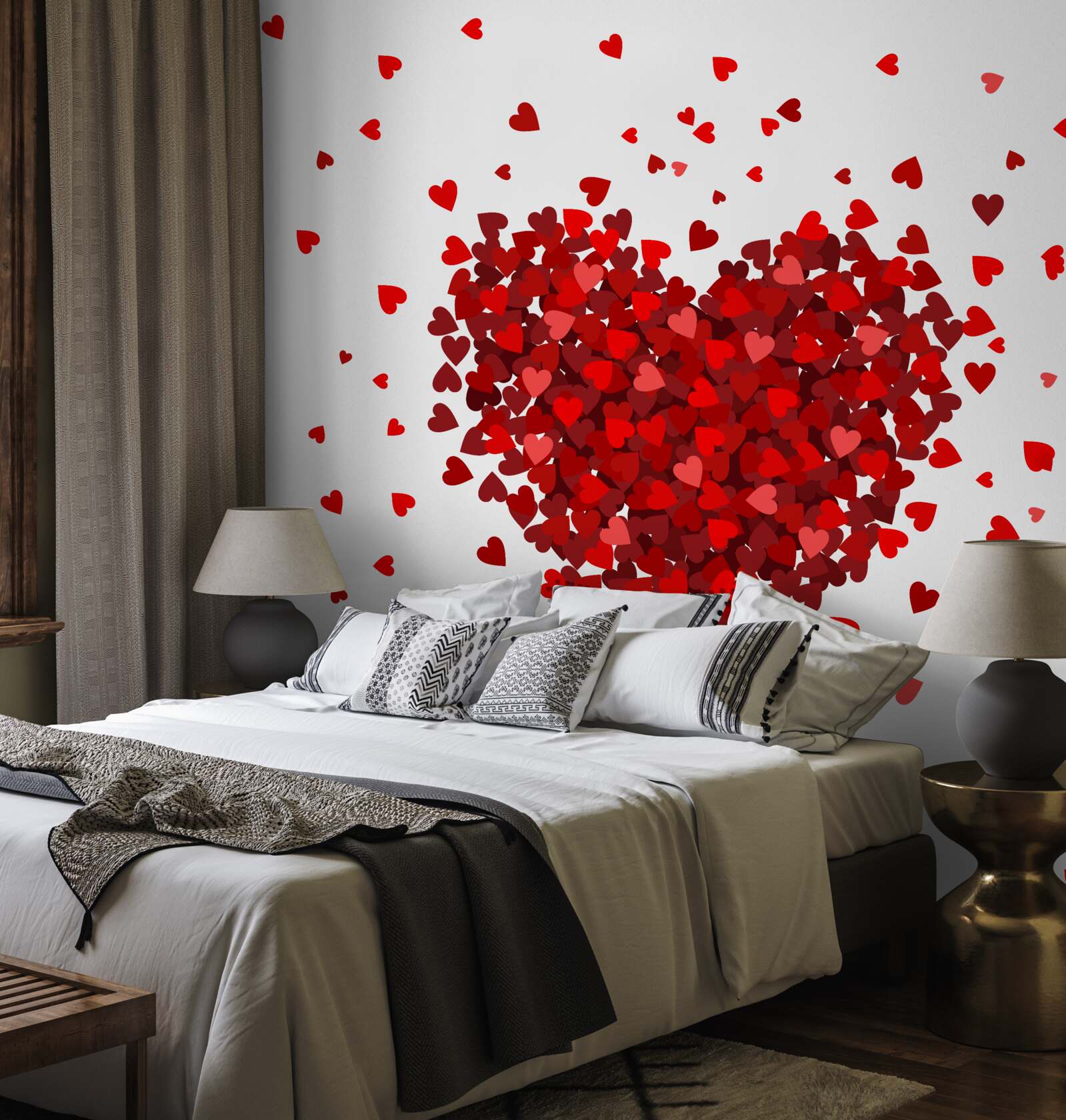 Fototapeta srdce vyrobené z červených srdiečok