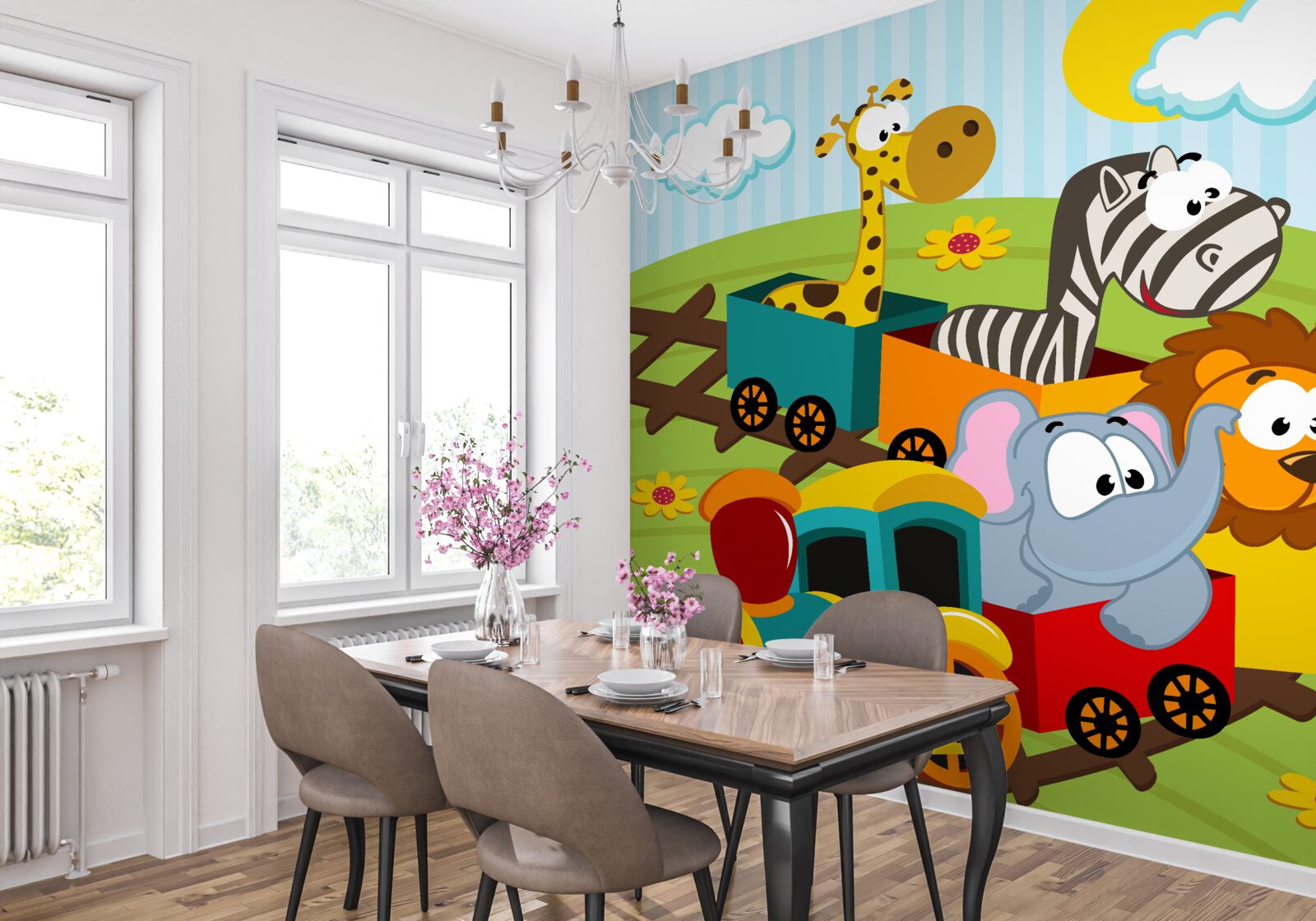 Fototapeta roztomilé stvorenia vo vlaku