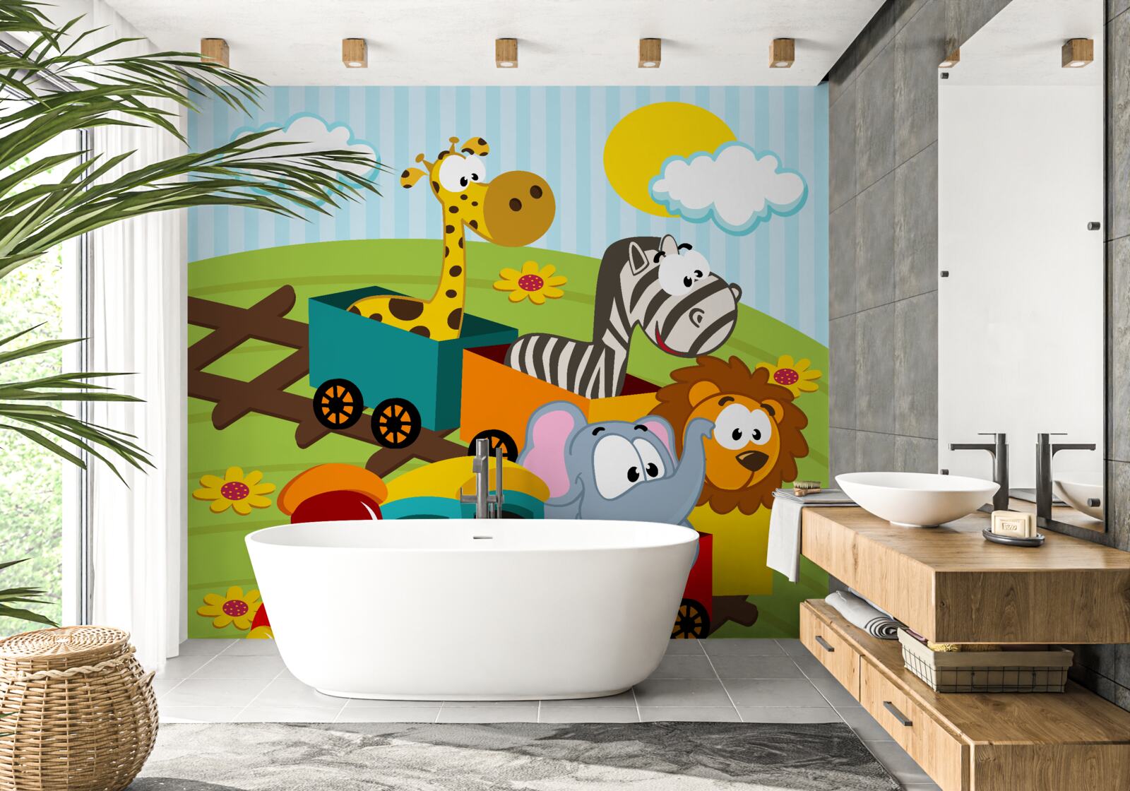 Fototapeta roztomilé stvorenia vo vlaku