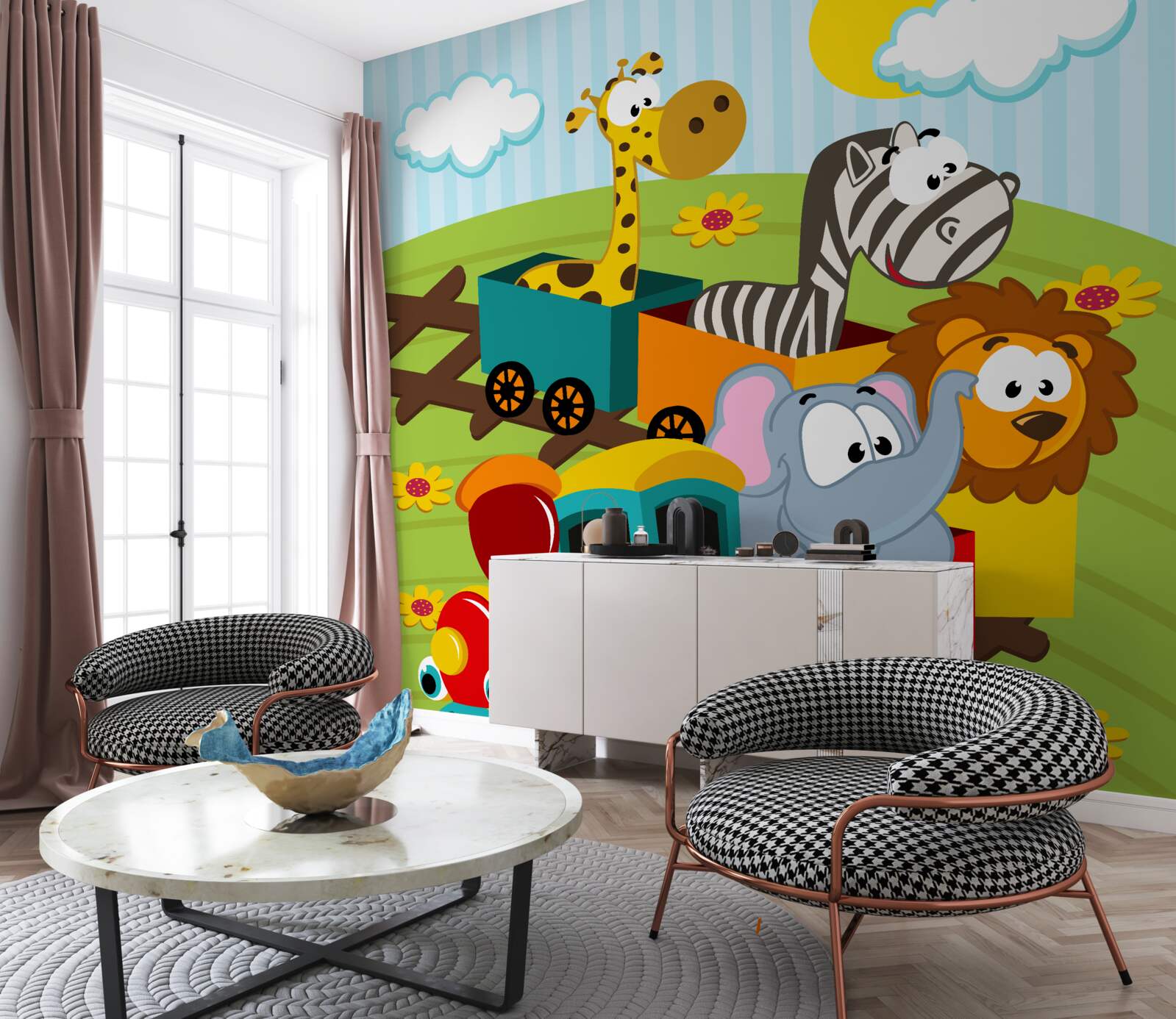 Fototapeta roztomilé stvorenia vo vlaku