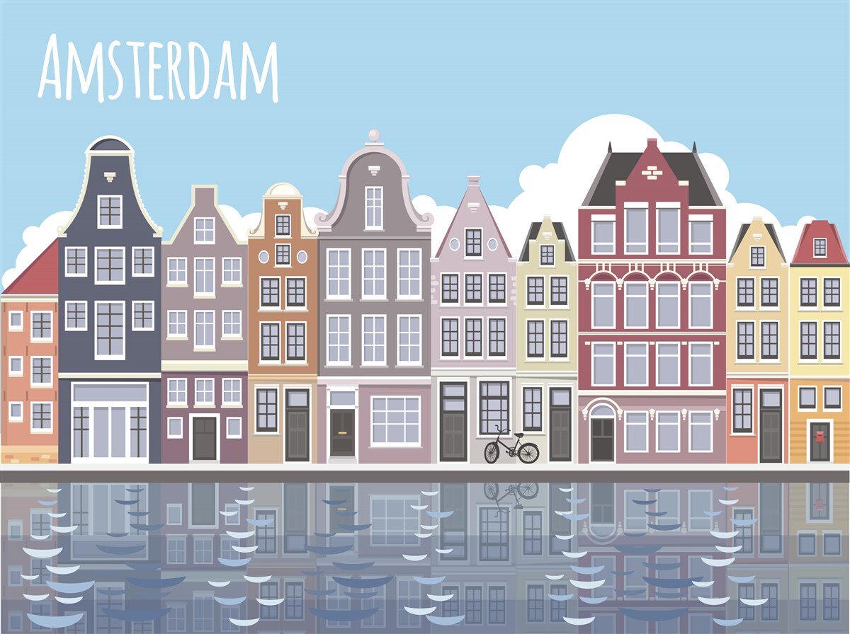 Fototapeta odraz Amsterdamu vo vode