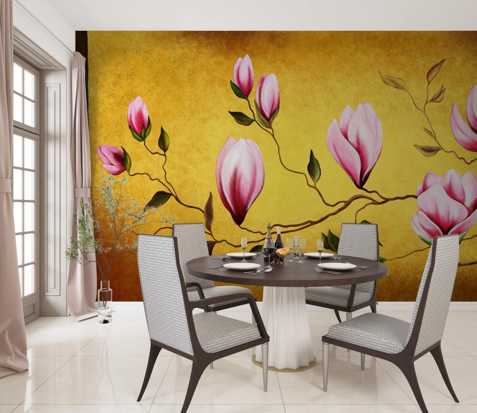 Fototapeta ružové magnólie z Japonska