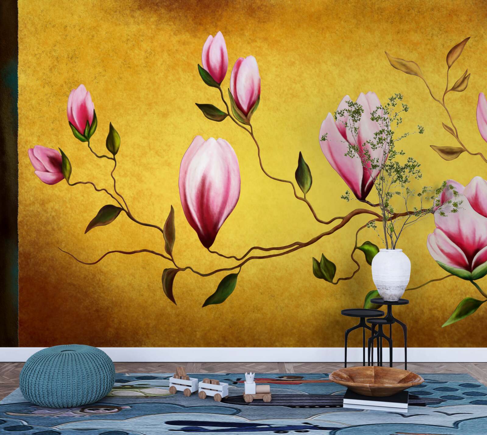 Fototapeta ružové magnólie z Japonska