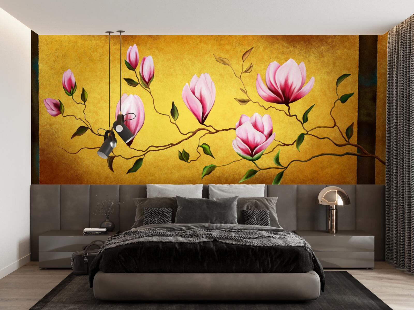 Fototapeta ružové magnólie z Japonska