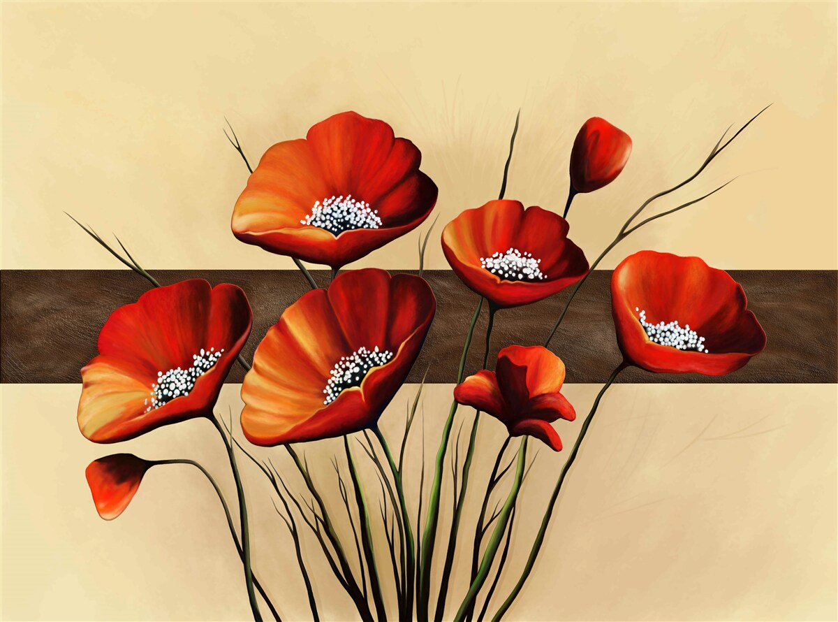 Fototapeta sada roztomilých šarlátových makov