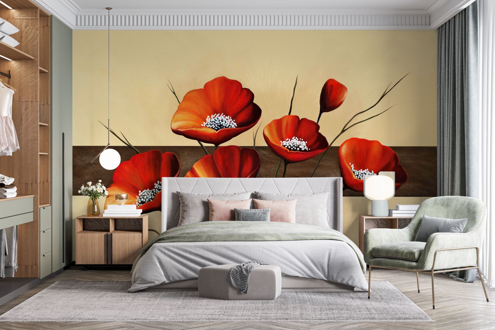 Fototapeta sada roztomilých šarlátových makov