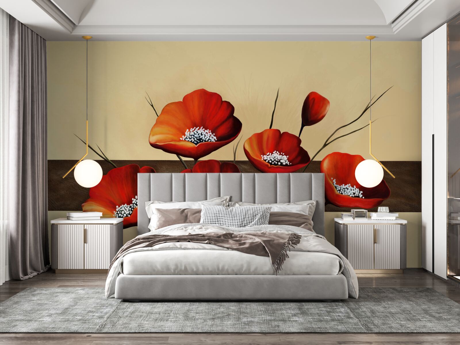 Fototapeta sada roztomilých šarlátových makov