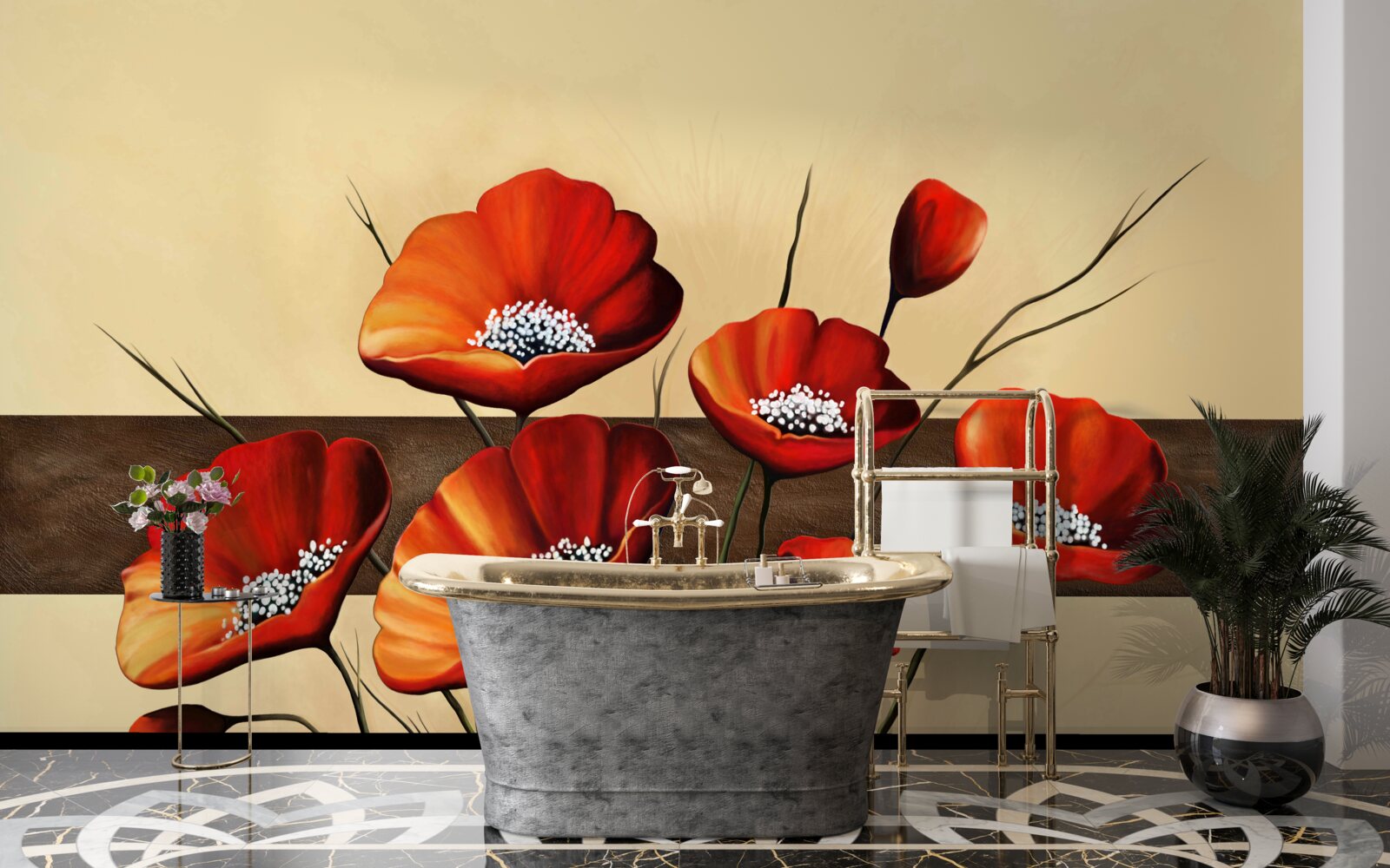 Fototapeta sada roztomilých šarlátových makov