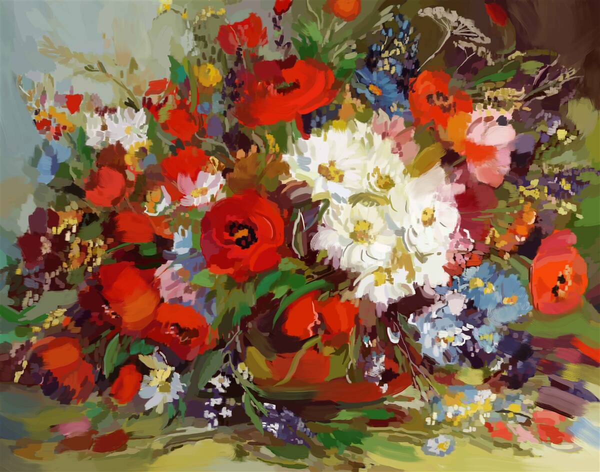 Fototapeta zloženie kvetov zozbieraných z letných lúk