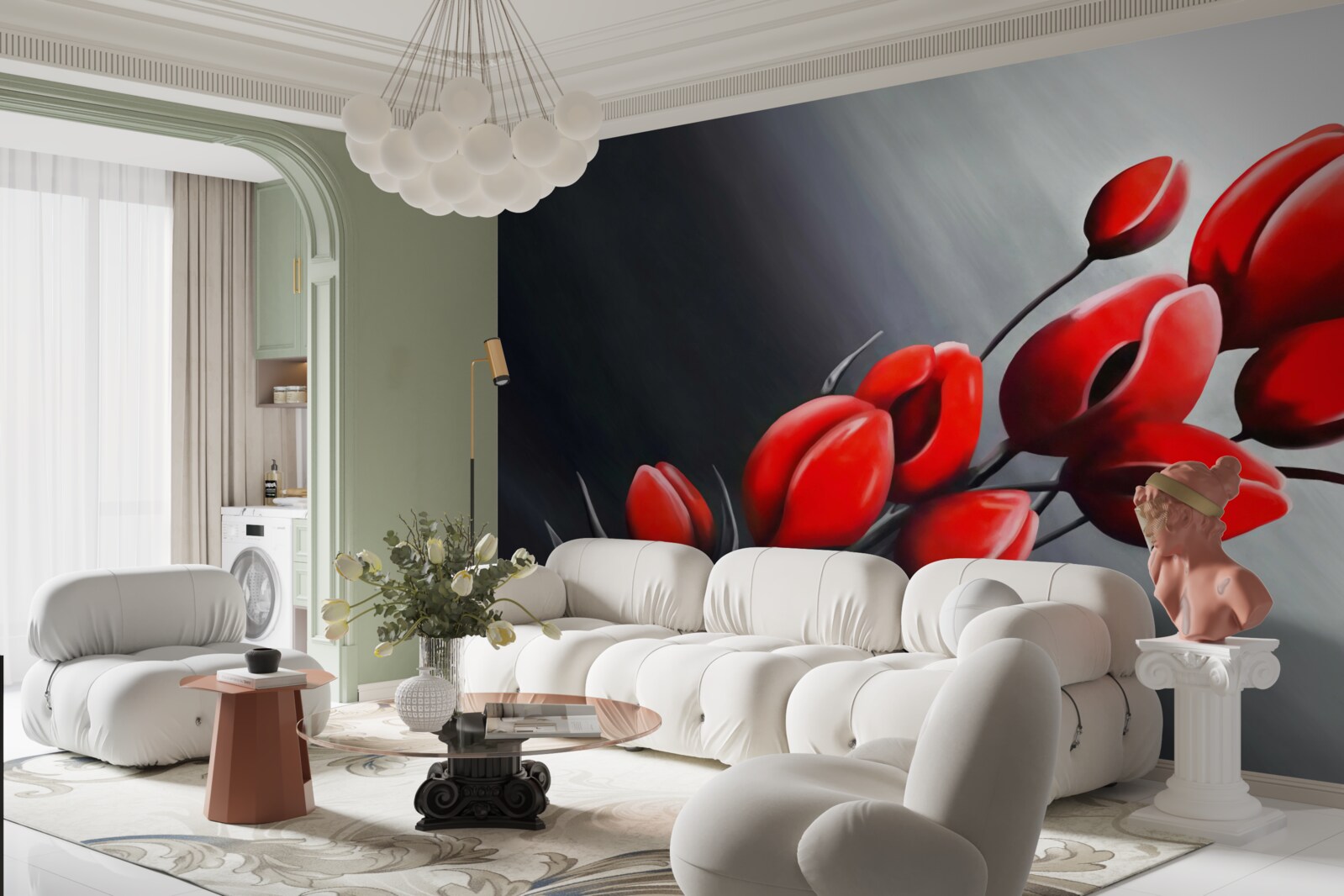 Fototapeta jasne červené tulipány, ktoré sa ešte neotvorili