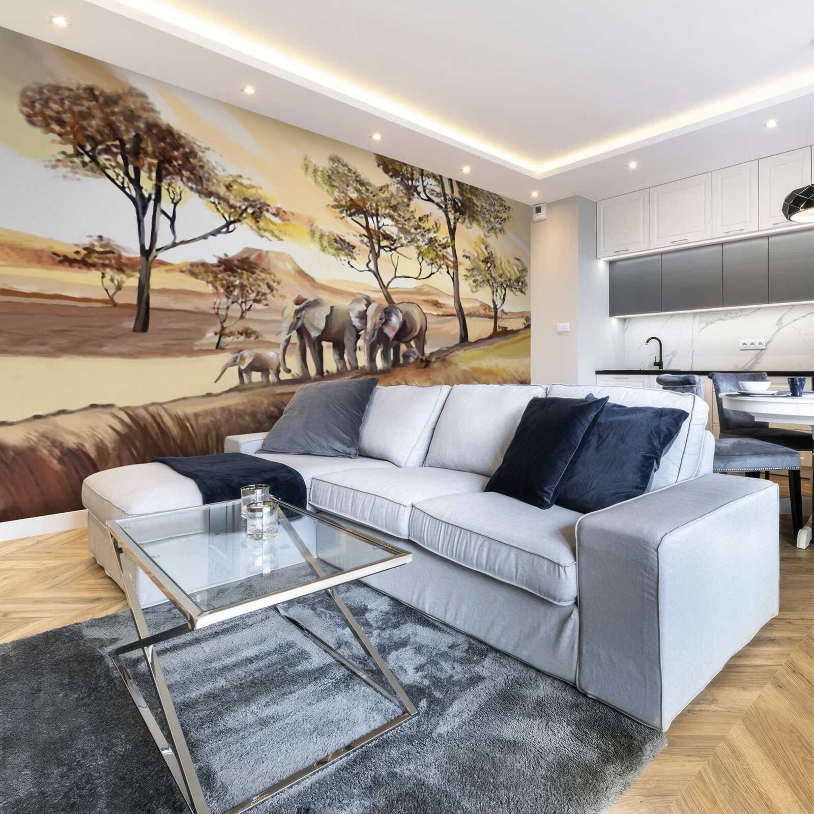 Fototapeta sloní rodinný výlet