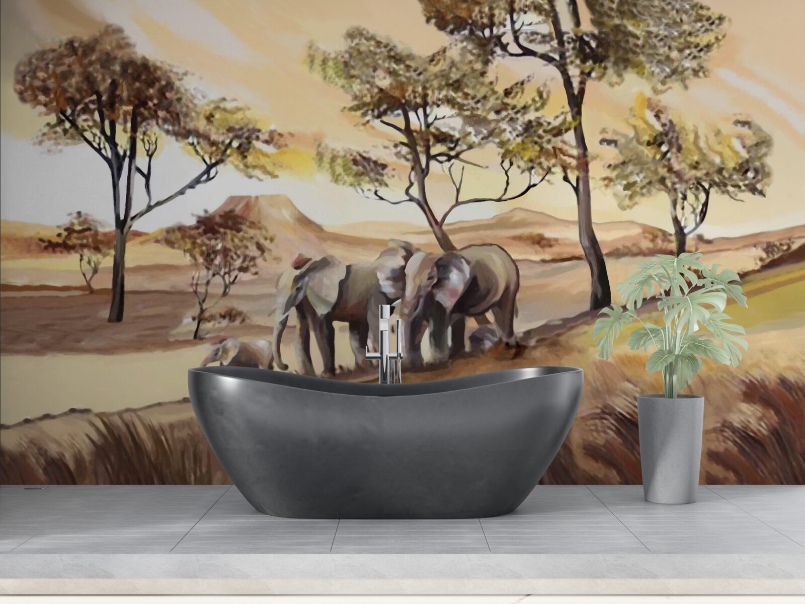 Fototapeta sloní rodinný výlet