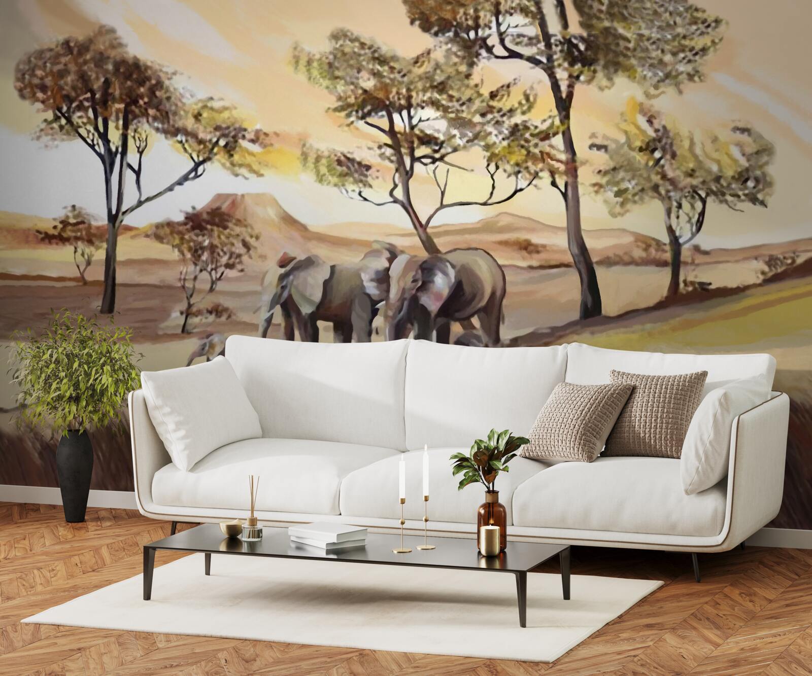 Fototapeta sloní rodinný výlet