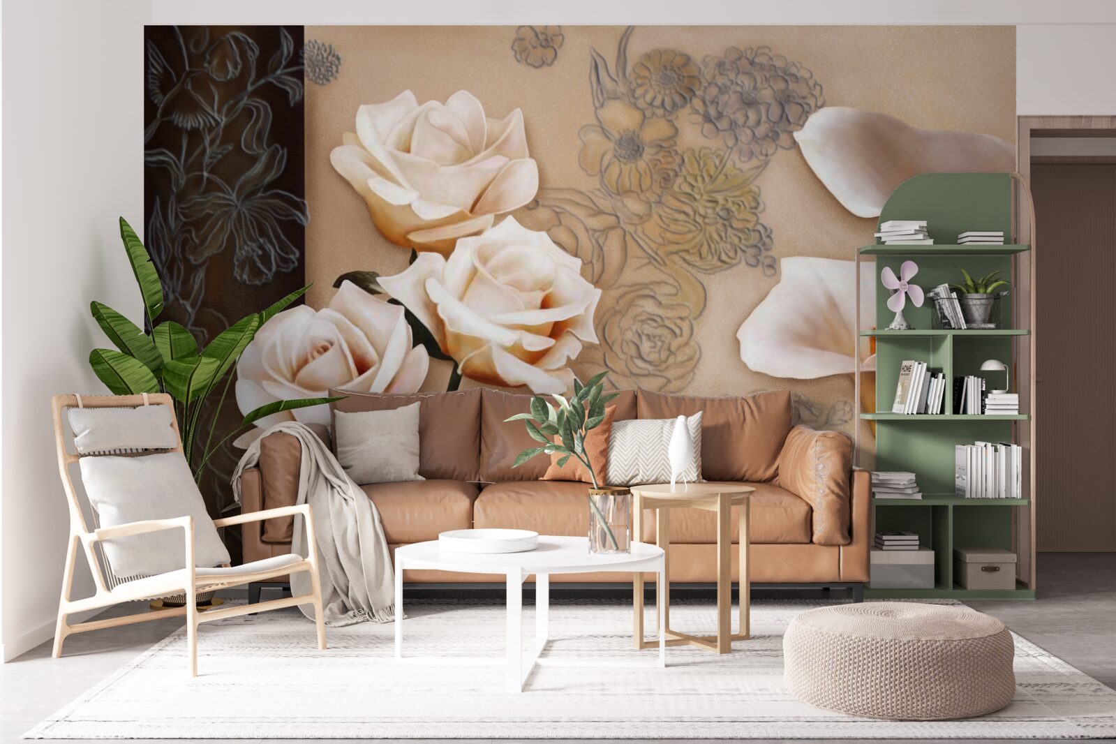 Fototapeta tulipány, kala a ruže v béžovom odtieni