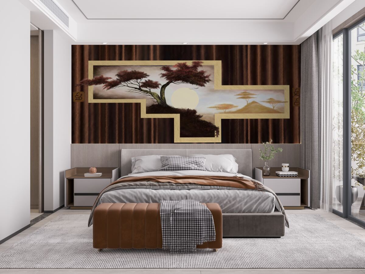 Fototapeta východ slnka nad starým bonsajom