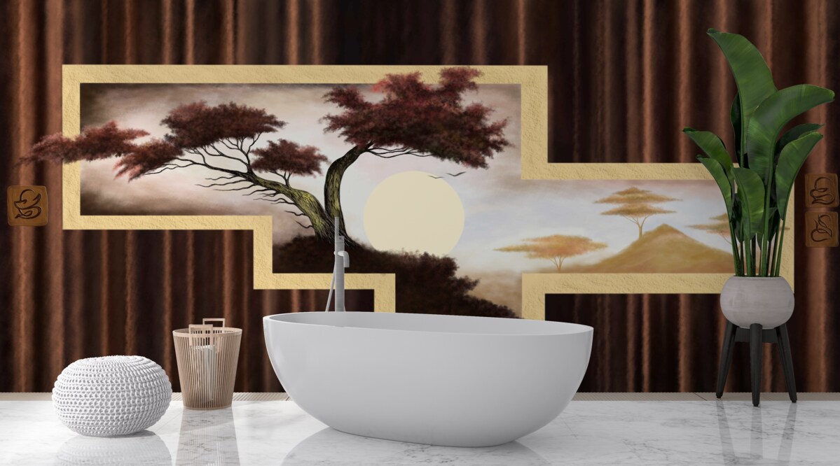 Fototapeta východ slnka nad starým bonsajom