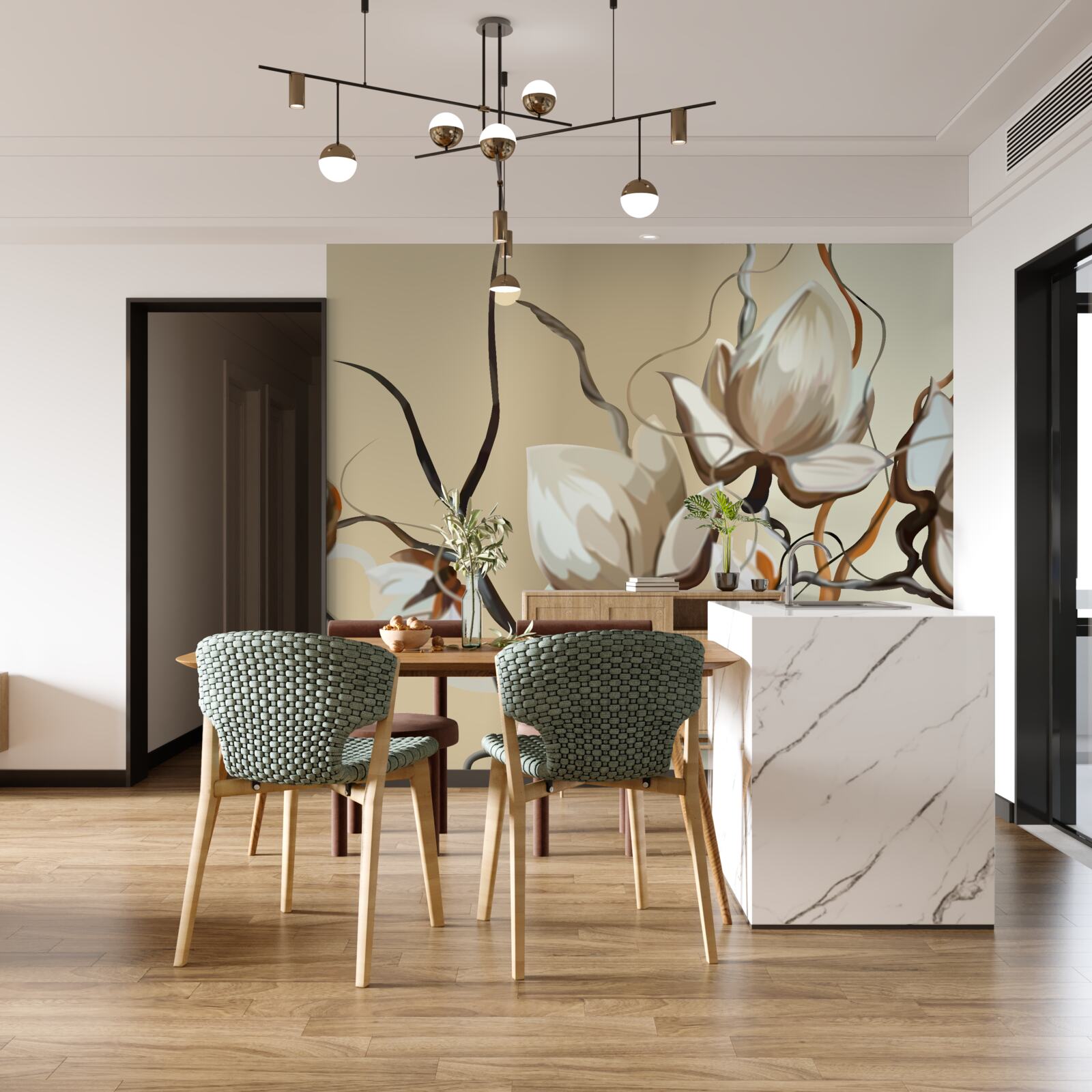 Fototapeta konáre magnólie kvitnúce na bielo