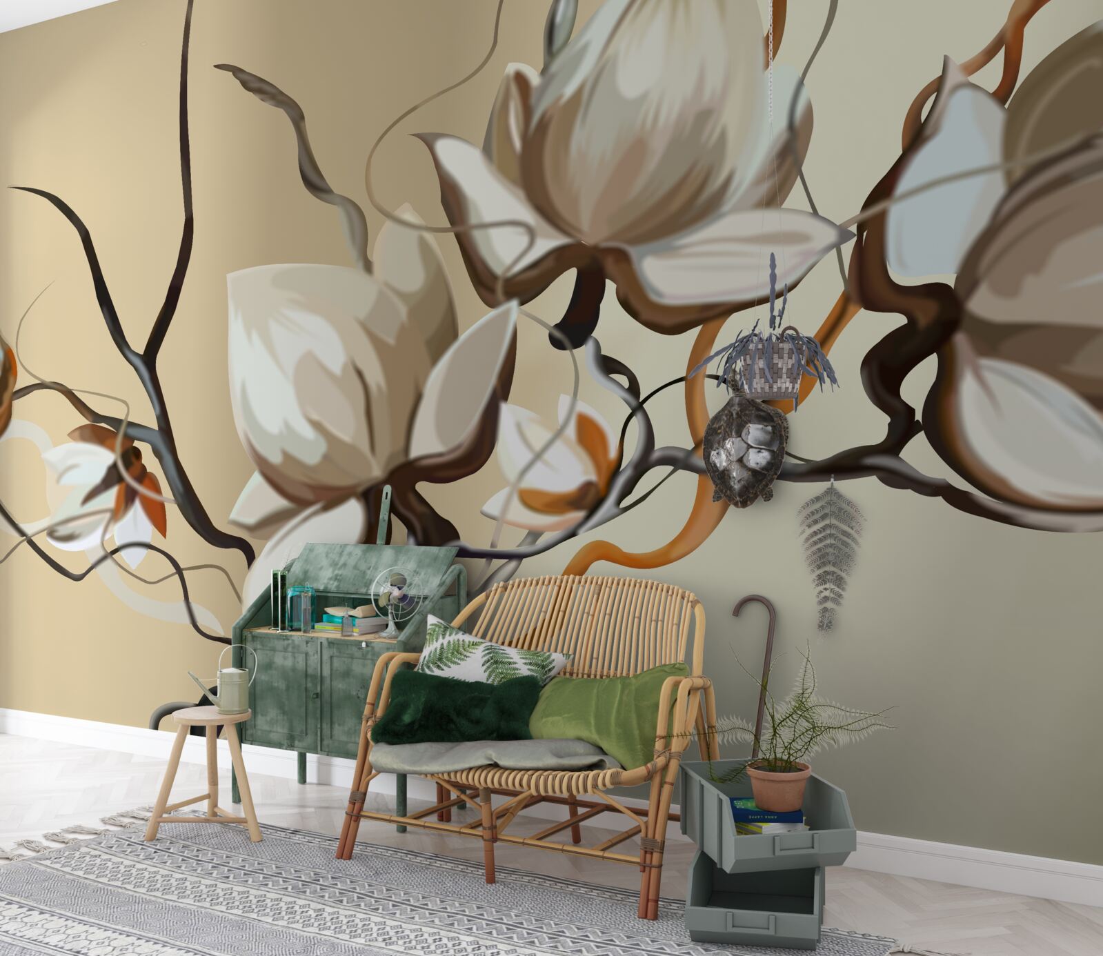 Fototapeta konáre magnólie kvitnúce na bielo