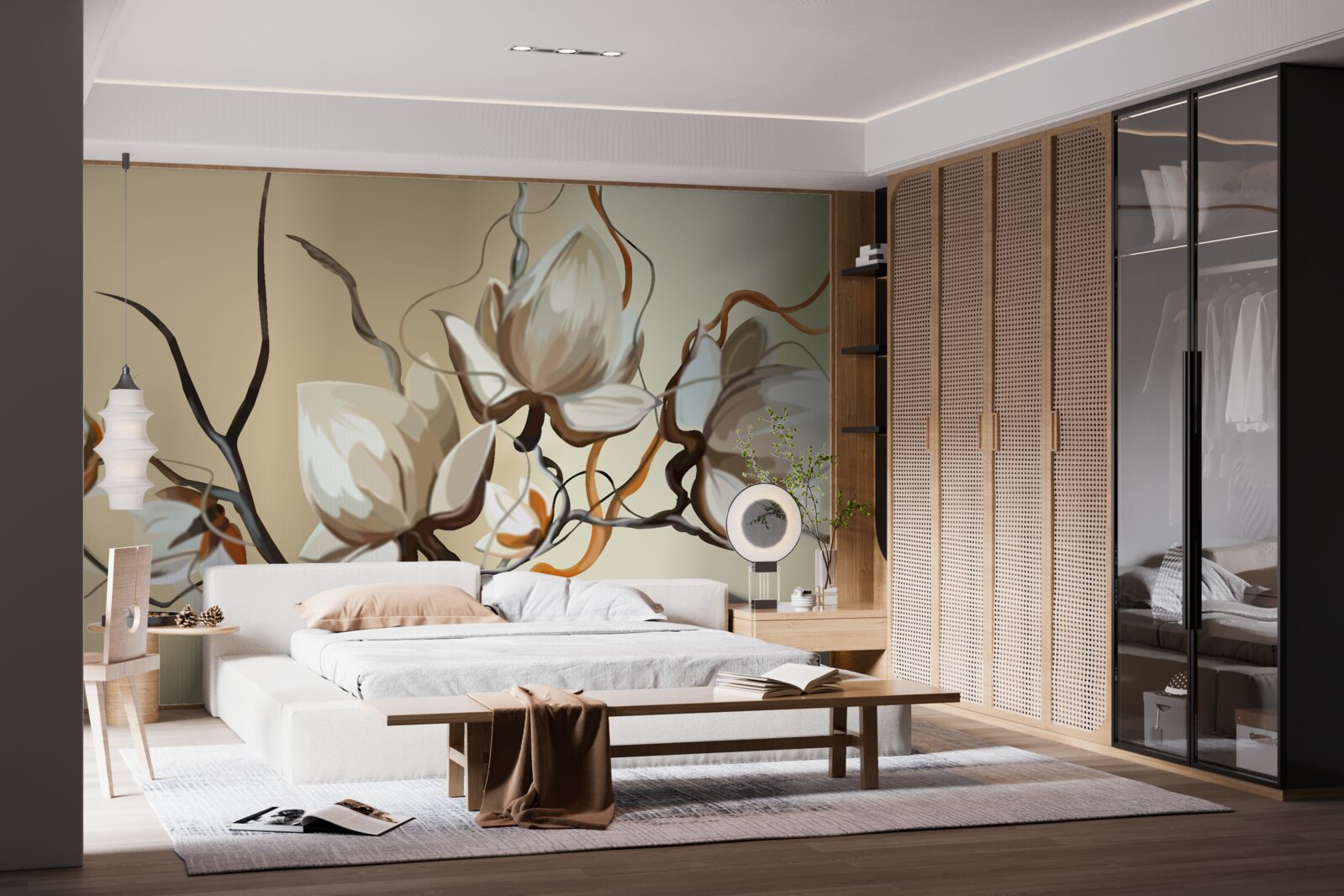 Fototapeta konáre magnólie kvitnúce na bielo