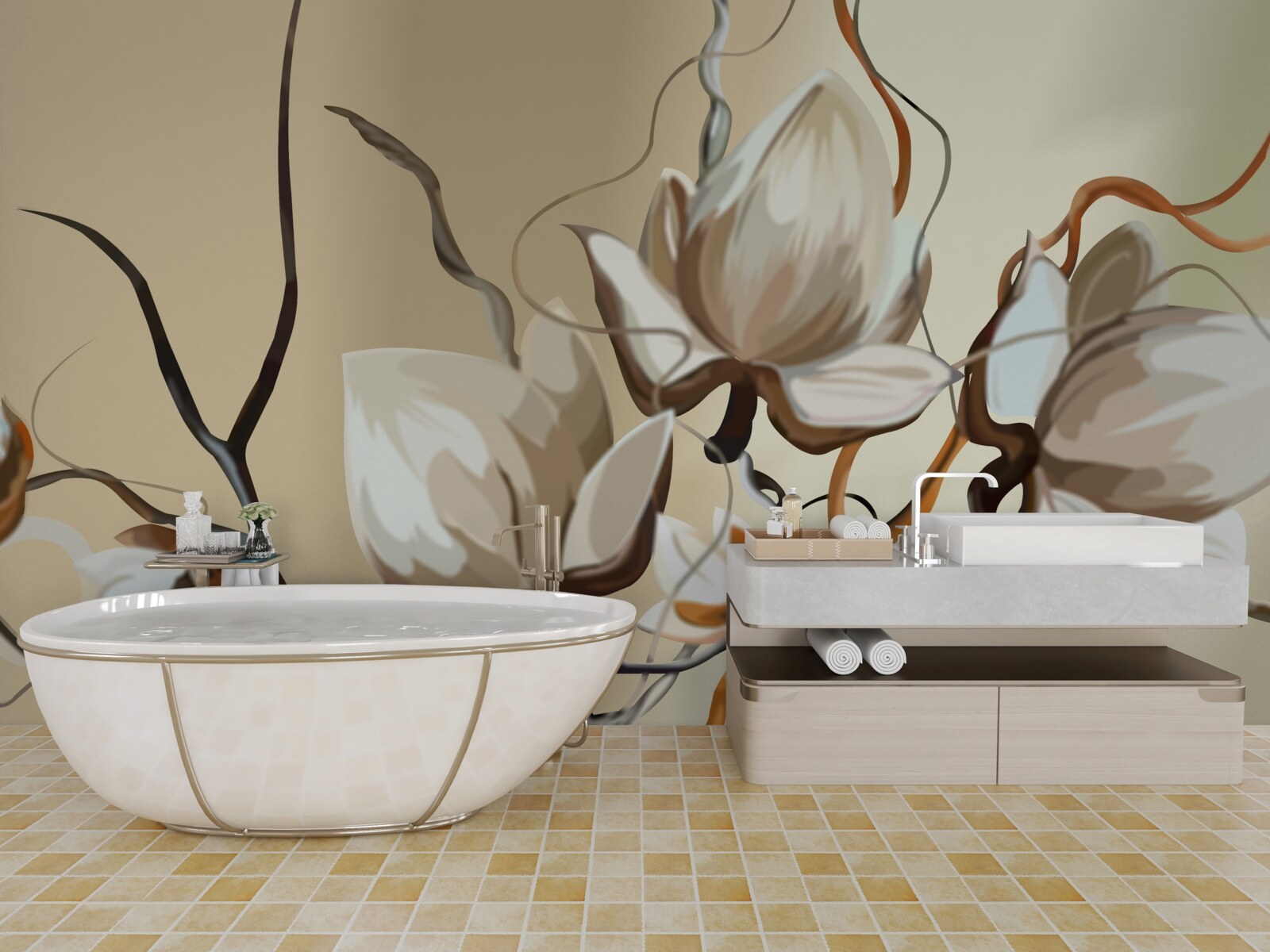 Fototapeta konáre magnólie kvitnúce na bielo