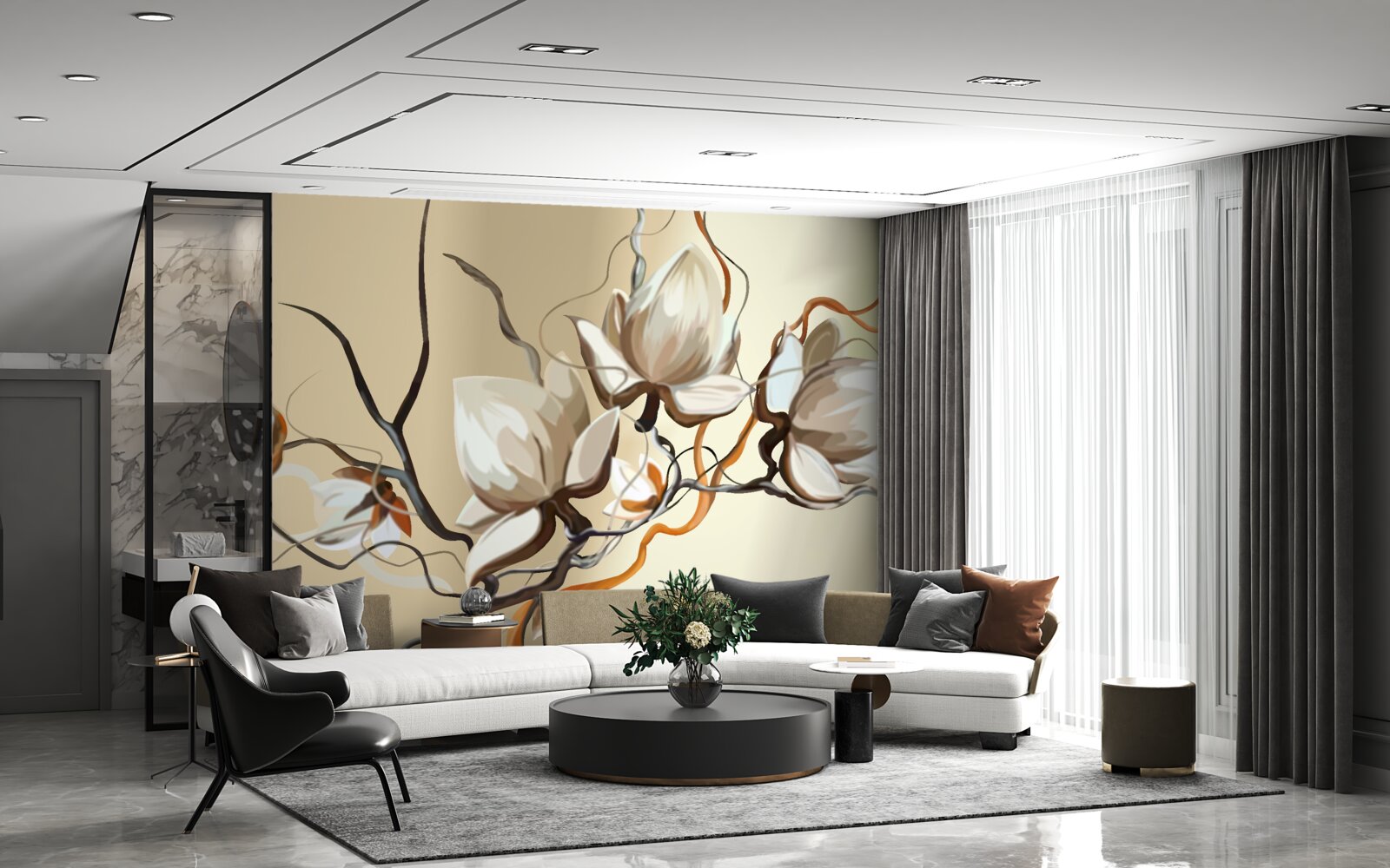 Fototapeta konáre magnólie kvitnúce na bielo