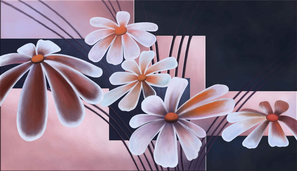 Fototapeta päť bielych margarétok na plátne