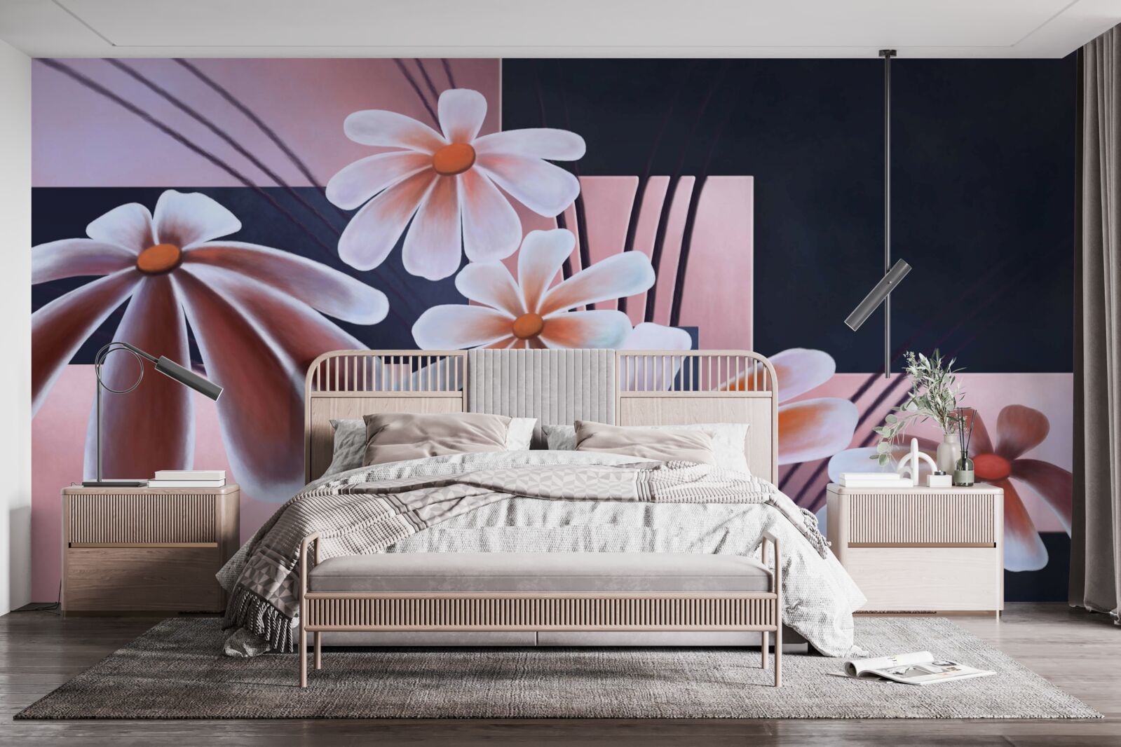 Fototapeta päť bielych margarétok na plátne