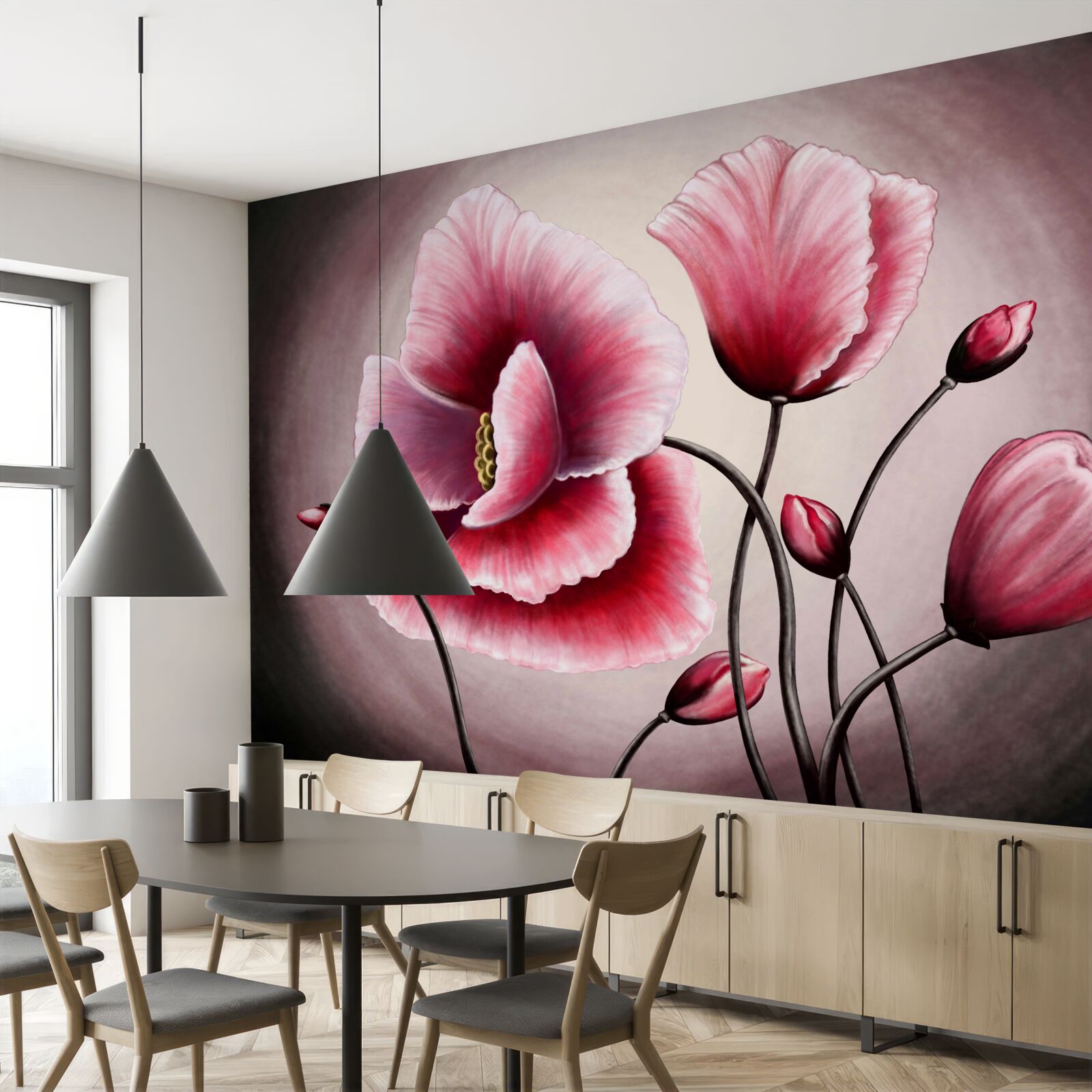 Fototapeta vlčie maky kvitnúce na ružovo