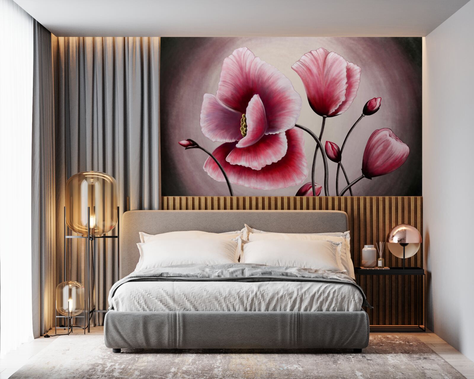 Fototapeta vlčie maky kvitnúce na ružovo