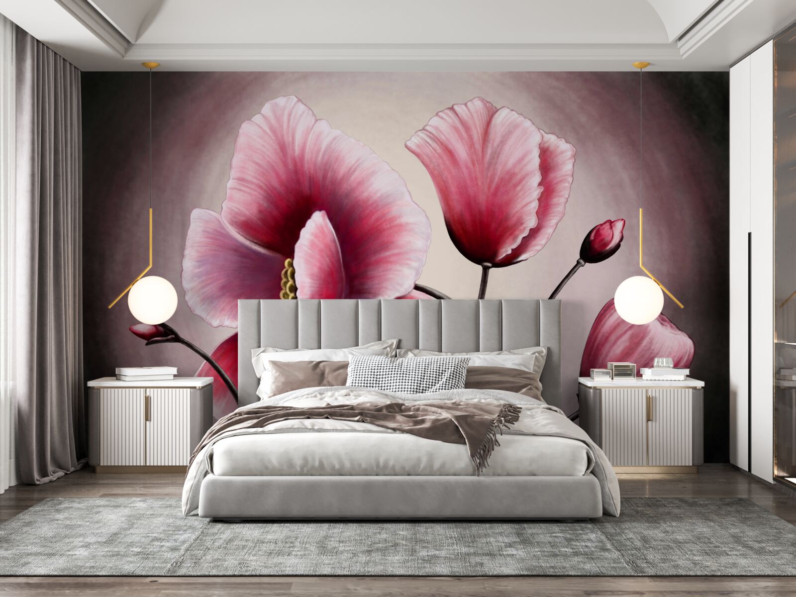 Fototapeta vlčie maky kvitnúce na ružovo