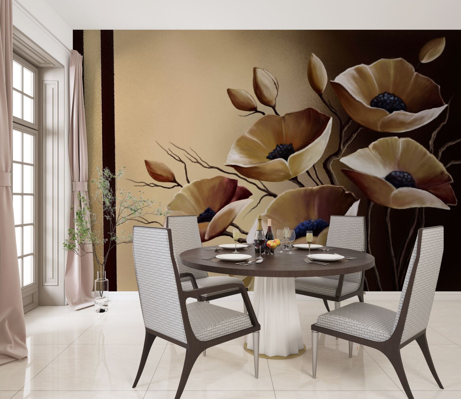 Fototapeta béžové maky v abstraktnom štýle