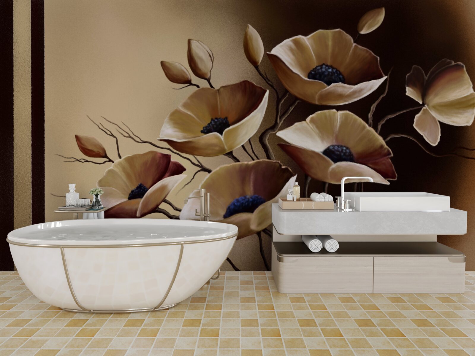 Fototapeta béžové maky v abstraktnom štýle