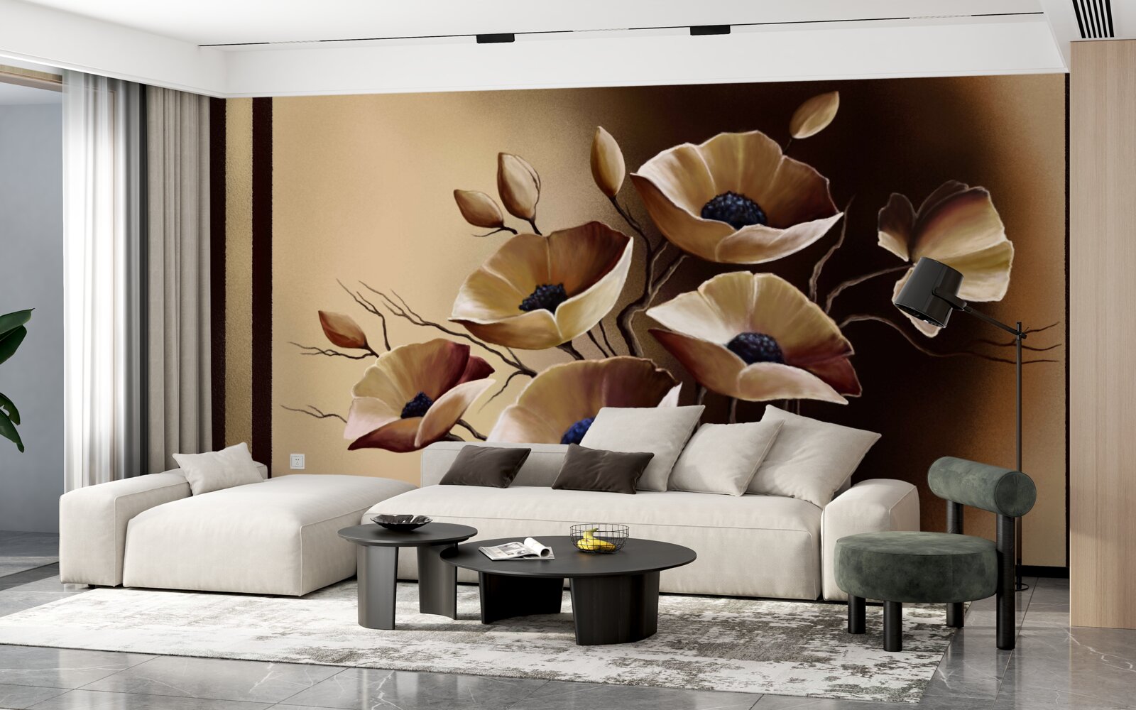 Fototapeta béžové maky v abstraktnom štýle