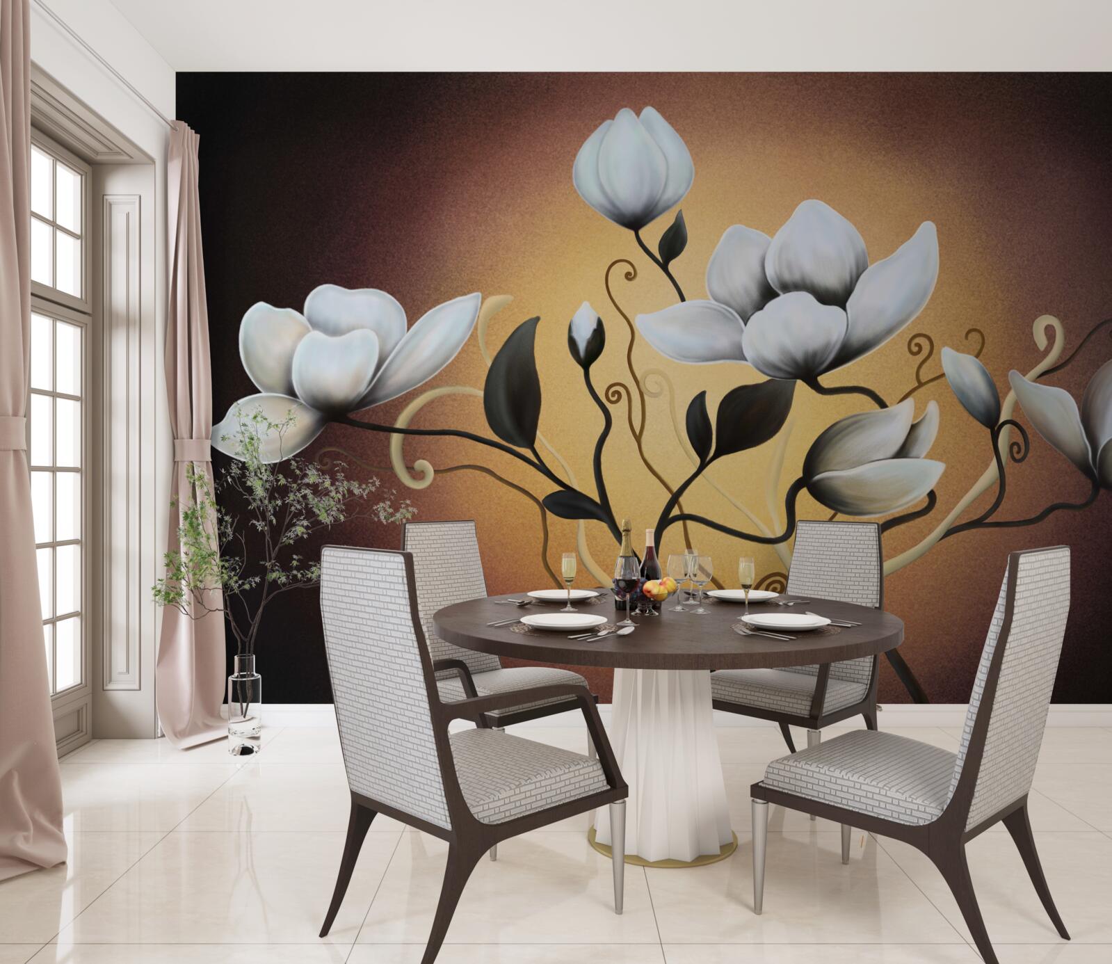 Fototapeta magnóliová kytica belavých kvetov