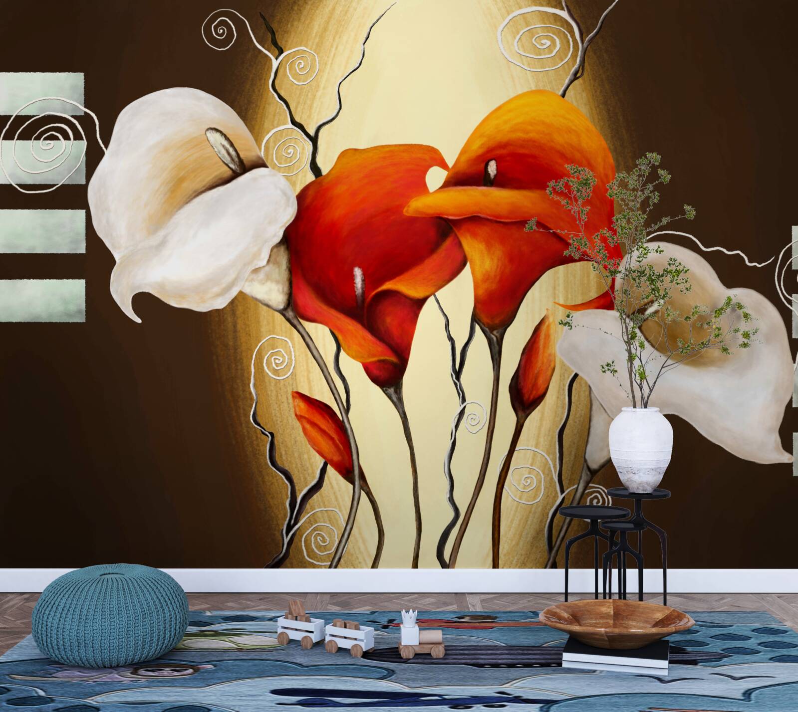 Fototapeta červené a biele callas