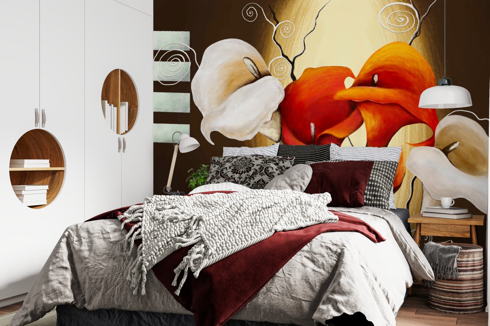 Fototapeta červené a biele callas