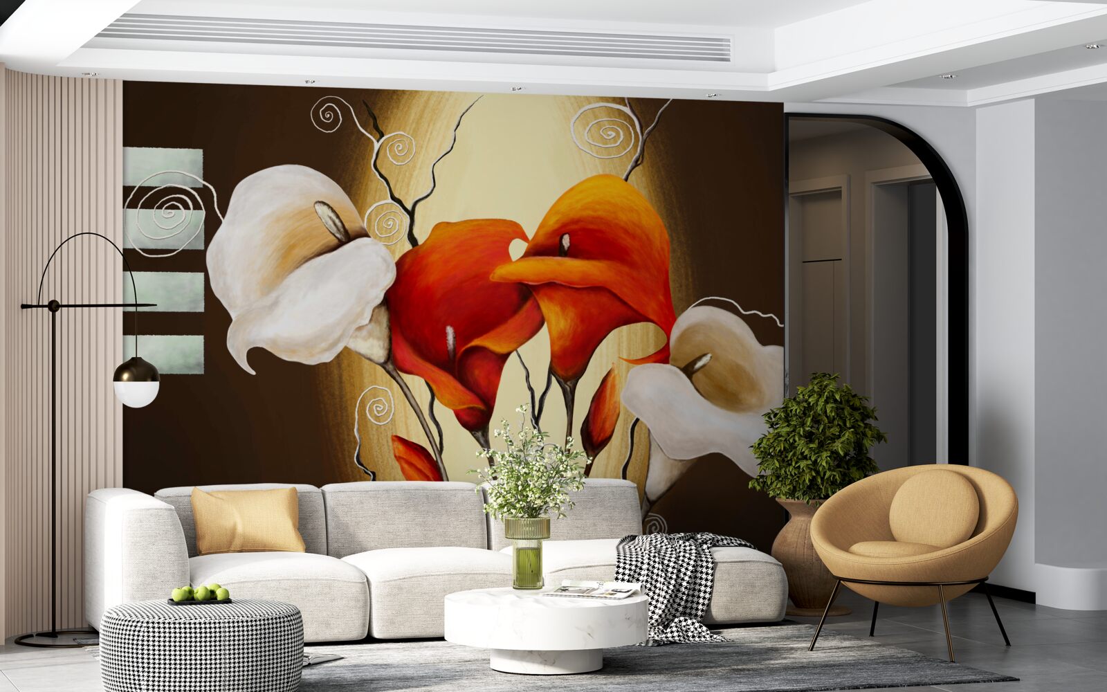 Fototapeta červené a biele callas