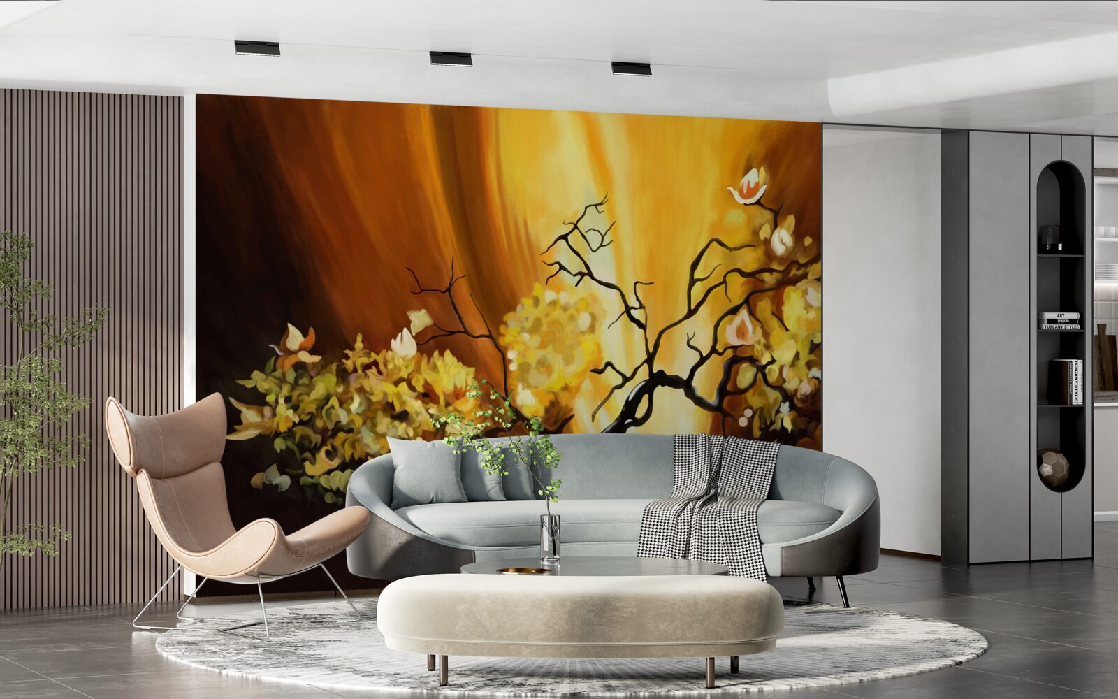 Fototapeta strom kvitnúci na okraji západu slnka